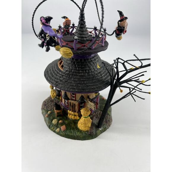 Dept 56 Halloween Snow Village House Witch Way Flight School Video Decoration - Picture 14 of 16
